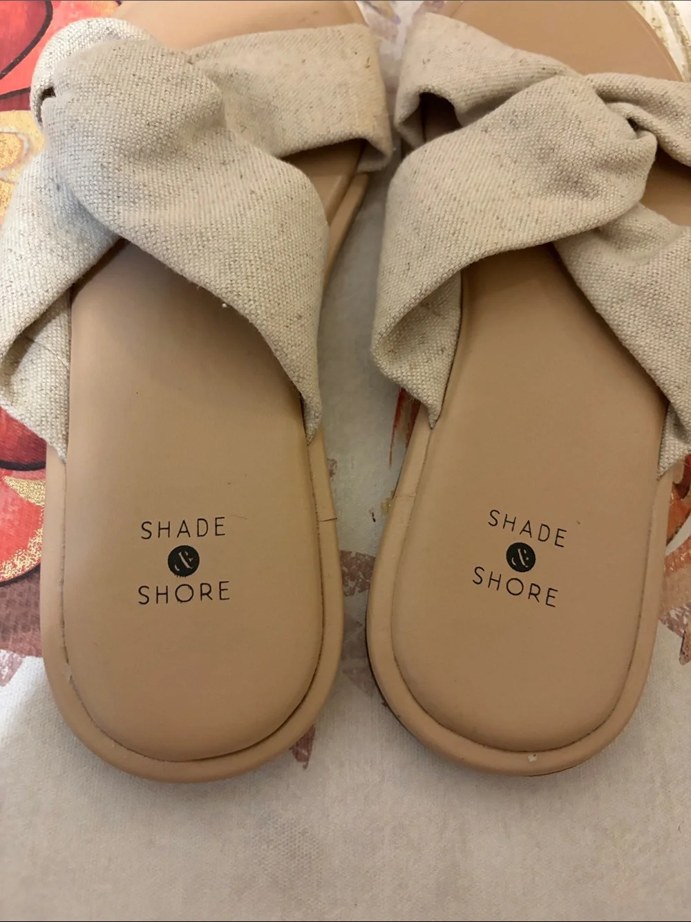 Shade & Shore Beige Knotted Crossband Slide Sandals